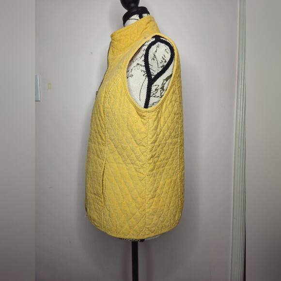 Christopher and Banks Yellow Quilted Corduroy Vest 2-Way Zipper with Pockets Med - Picture 8 of 10